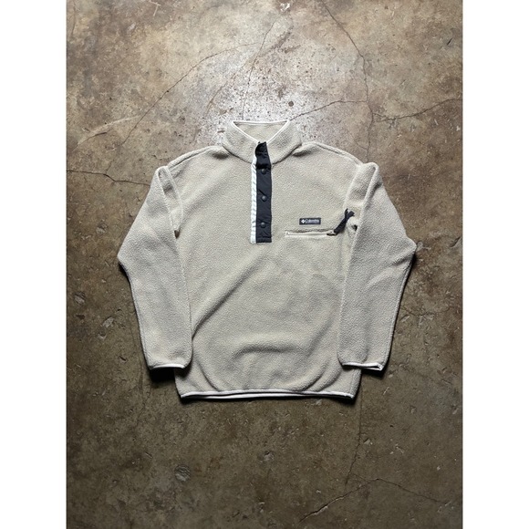 Other - Columbia Mens Fleece Pullover Snap Neck Sherpa Oatmeal Beige Small S/P